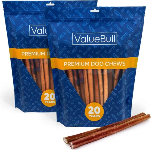 Vista 15 de ValueBull Bully Sticks para perros, gruesos de 12 pulgadas, 25 unidades, golosinas naturales para perros, 100% carne de res, un solo ingrediente