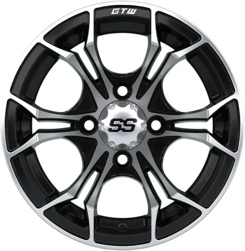 Vista 5 de GTW Combo de ruedas y neumáticos para carrito de golf de 12 pulgadas GTW Spyder mecanizadas/ruedas negras en neumáticos Predator todo terreno