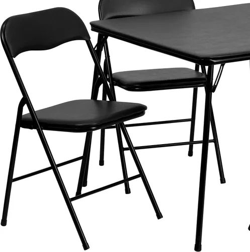 Vista 9 de Flash Furniture Madelyn - Mesa plegable cuadrada de 33.5" multiusos para jugar cartas con tapa de vinilo acolchada, mesa plegable portátil para Negro