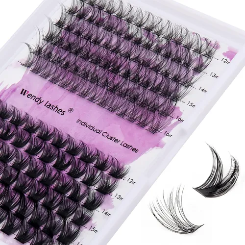 Vista 22 de Extensiones de pestañas individuales en racimo 10D/20D, racimos naturales mixtos C/D rizado 0.07mm negro mate suave 12-16mm de visón, para colocar