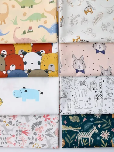 Vista 3 de Telas precortadas para acolchar, diseño impreso de animales del bosque, tela de algodón para patchwork cuadrados, paquetes para manualidades, 8