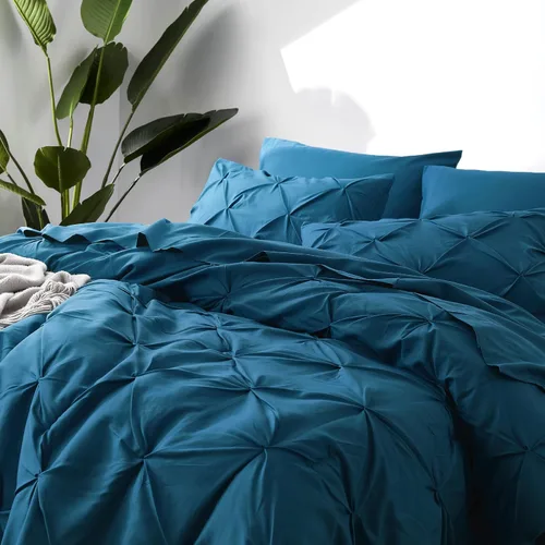 Vista 68 de Bedsure Juego de edredón tamaño King extragrande gris - Juego de ropa de cama en una bolsa de 7 piezas, juego de cama pintuck GentleSoft™ gris