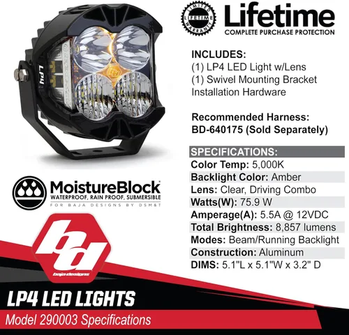 Vista 3 de Baja Designs LP4 Pro - Cápsula de luz LED - Iluminación auxiliar para Jeeps, todoterreno 4x4, camión, UTV, ATV
