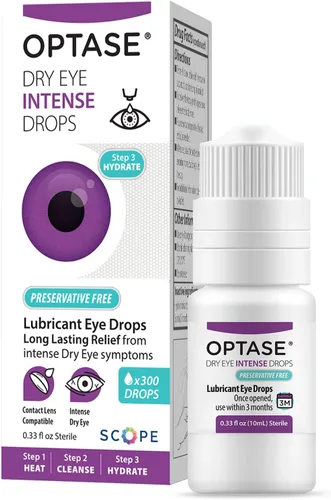Vista 7 de Optase Gotas intensas para ojos secos, 30 viales de dosis única, gotas para ojos sin conservantes para ojos secos, lágrimas artificiales moderadas a