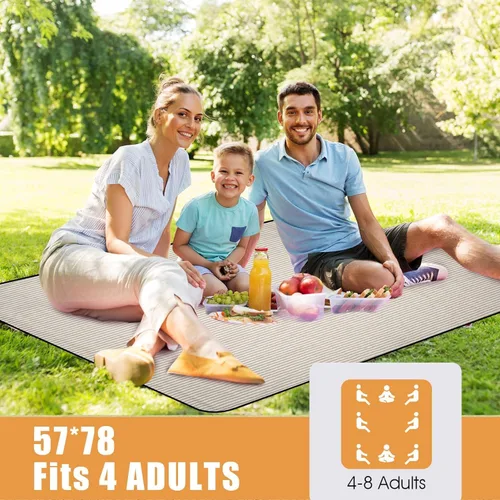 Vista 2 de G GOOD GAIN Mantas de pícnic impermeables extra grandes – Manta para exteriores sin arena plegable con correa de transporte para playa, camping