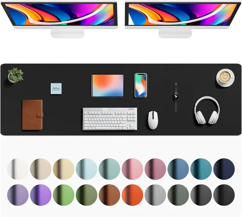 Vista 91 de Aothia - Protector de escritorio de cuero sintético, base para mouse y cubierta antideslizante, superficie impermeable para laptop y escritura