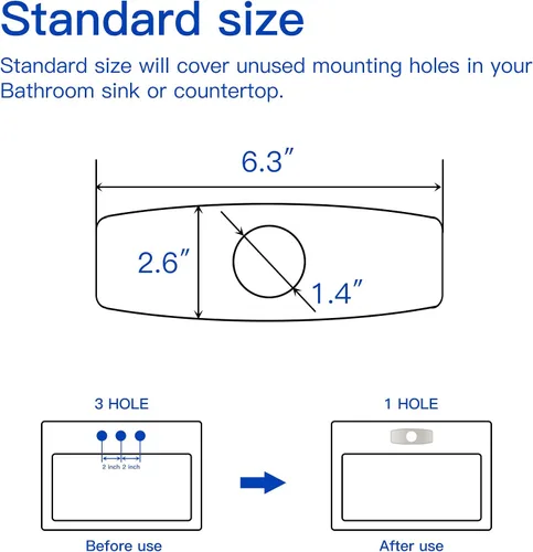 Vista 2 de Aquafaucet placa de 4 pulgadas con orificio para la llave del tocador de baño, con acabado en bronce aceitado, P-6N