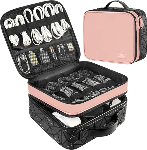 Vista 13 de MATEIN Bolsa Organizadora de Cables, Almacenamiento Electrónico de Viaje Impermeable, Estuche de Transporte de Bolsas Tecnológicas Portátil a Prueba