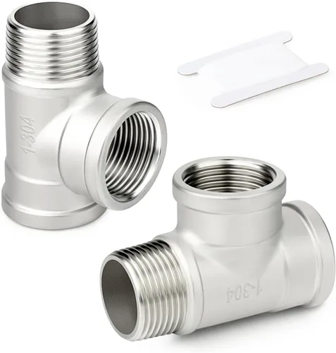 TAISHER 2 piezas de accesorios de tubería de salida en T de acero inoxidable 304, 1" NPT hembra x 1" NPT hembra x 1" NPT macho, salida en T macho