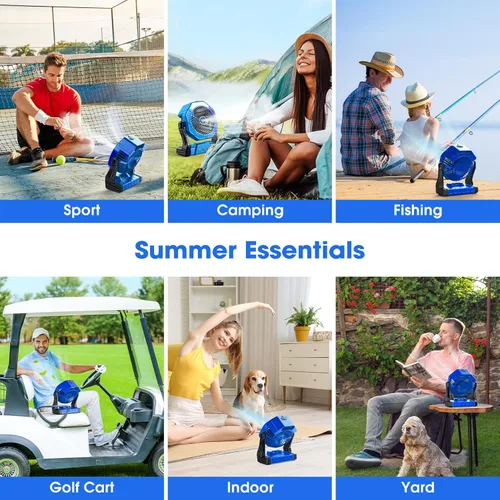 Vista 7 de Ausic Ventiladores portátiles de niebla para campamento, [máximo 35 horas de funcionamiento] Ventilador de refrigeración al aire libre para patios