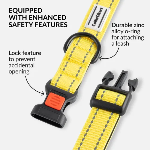 Vista 3 de CollarDirect Reflective Dog Collar for a Small, Medium, Large Dog or Puppy with a Quick Release Buckle - Boy and Girl - Nylon Suitable for Swimming