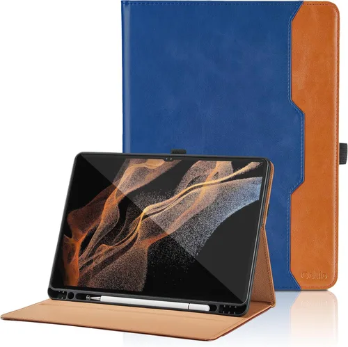 Vista 65 de Funda para Samsung Galaxy Tab A7 de 10,4 pulgadas 2020 (SM-T500/T505/T507) - Funda de piel sintética con función atril y bolsillo, función de Azul
