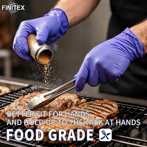 Vista 2 de FINITEX Guantes de examen de nitrilo azul hielo, sin polvo, 1000 guantes de limpieza médica y del hogar