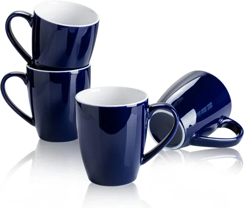 Vista 13 de Sweese - Tazas de porcelana para café - 16 onzas - Juego de 6, tazas para café latte, té caliente, capuchino, mocha, cacao, blanco