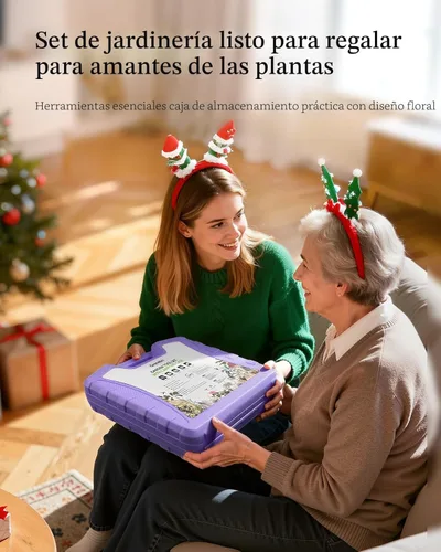Vista 7 de Grenebo Juego de herramientas de jardinería de 12 piezas para mujer, herramientas de jardín resistentes al óxido y resistentes con funda
