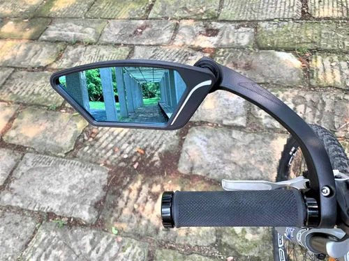 Vista 5 de MEACHOW Nueva lente de vidrio resistente a los arañazos, espejo de bicicleta para manillar, espejo retrovisor seguro giratorio, espejo de bicicleta