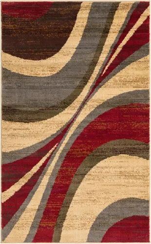 Vista 2 de Unique Loom Barista Collection - Alfombra de área Ngada (3 pies 1 pulgada x 5 pies 3 pulgadas, Rectangular, Beige/Rojo)