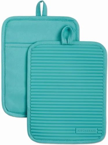 Vista 23 de KitchenAid - Juego de agarraderas de silicona suave y acanalada, naranja sorbete, 7 x 9 pulgadas Sorbete de naranja
