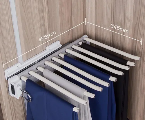 Vista 2 de Perchero extraíble para pantalones de acero con 9 brazos, organizador de ropa, de acero inoxidable, extensible para armario, ahorro de espacio
