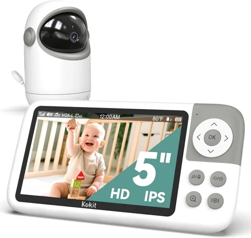 Vista 12 de Monitor de bebé sin WiFi con cámara y audio, conexión sin retraso, plug & play, pantalla IPS, cámara HD, visión nocturna, comunicación