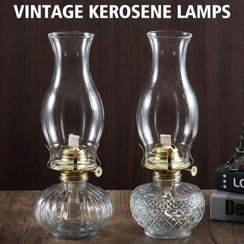 Vista 7 de Lámpara de aceite para chimenea, base de 3 pulgadas, 8.5 pulgadas de altura, pantalla de lámpara de queroseno, lámpara de repuesto de vidrio