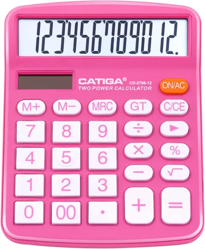 Vista 14 de CATIGA CD-2786 - Calculadora de escritorio de 12 dígitos con pantalla LCD grande y botón sensible, energía solar dual y batería, función estándar