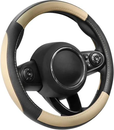 Vista 22 de SEG Direct Funda universal para volante de automóvil, tamaño estándar de 14.5-15 pulgadas, piel de microfibra negra