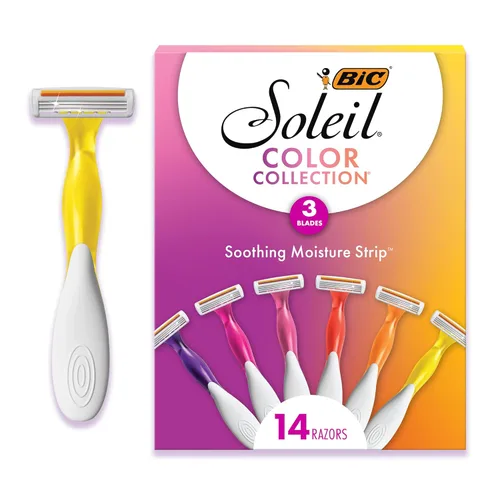 Vista 9 de BIC Soleil 3 colores desechables de 3 cuchillas para mujer, asas coloridas y tira de humedad, paquete de 10