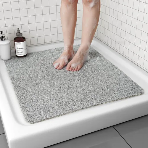 Vista 7 de Tapete de ducha antideslizante, cómodo tapete de baño para superficie texturizada, secado rápido, fácil limpieza, tapete de ducha para áreas Beige