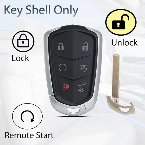 Vista 6 de SUPALAND Funda de repuesto para llavero Cadillac Escalade ESV 2015 2016 2017 2018 2019 2020 entrada sin llave control remoto 6 botones