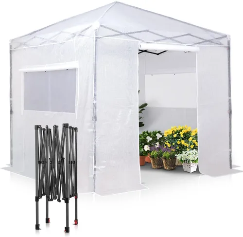 Vista 24 de EAGLE PEAK - Invernadero instantáneo emergente, para plantas de interior y exterior, con puertas con cremallera enrollables y ventanas laterales
