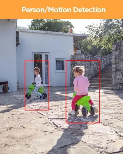 Vista 4 de Sistema de seguridad de 4 cámaras PANOOB, 4X cámaras IP domo PoE de 5 megapíxeles con cable para exteriores con detección de personas AI, micrófono