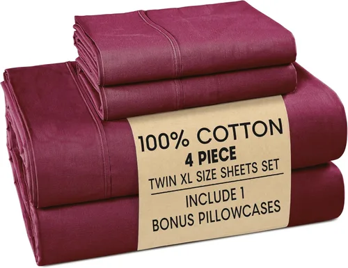 Vista 107 de Casa Platino Juego de sábanas Twin – Sábanas Twin 100% algodón con 2 fundas de almohada, sensación ligera y ajuste seguro, tejido percal crujiente