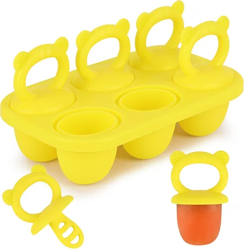 Vista 7 de Sakolla Moldes de silicona para paletas de bebé con 6 cavidades, moldes para paletas de leche materna para aliviar la dentición, molde de paletas