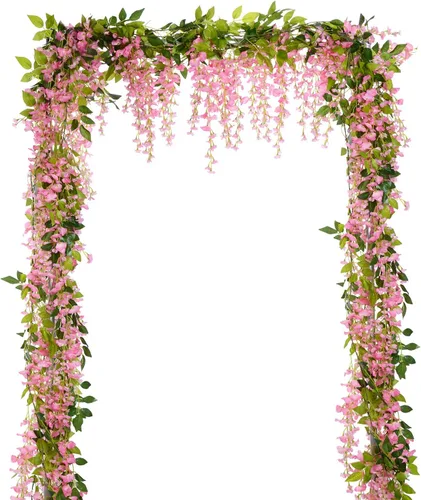 Vista 9 de Lvydec Guirnalda de flores artificiales de glicina, 4 piezas en total de 28.8 pies, flores colgantes de seda de glicina artificial para el hogar