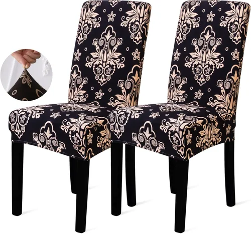 Vista 10 de Sufdari Juego de 2 fundas para sillas de comedor, fundas para sillas de cocina, fundas para sillas Parsons, protectores de sillas de elastano