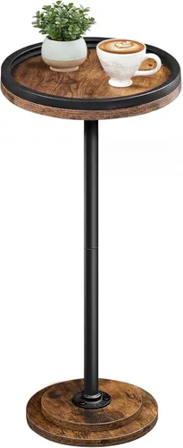 Vista 16 de HOOBRO Mesa auxiliar redonda pequeña, mesa de bebidas, mesa de café Martini con acento de pedestal para espacios pequeños en sala de estar, Negro