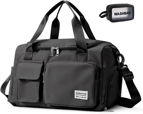 Vista 28 de Bolsa de Gimnasio Pequeña para Mujer, Bolsa de Lona de Viaje, Bolsa de Fin de Semana con Compartimento para Zapatos