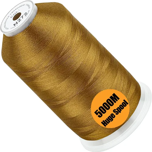 Vista 19 de New brothread - Bobina única de 5000 m de hilo de poliéster para máquina de bordar 40WT para máquinas comerciales y domésticas - Marigold