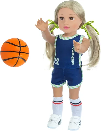 Vista 4 de Ropa y accesorios para muñecas de 18 pulgadas – Conjunto deportivo de ropa de baloncesto diseñado para muñecas de 18 pulgadas, incluye ropa