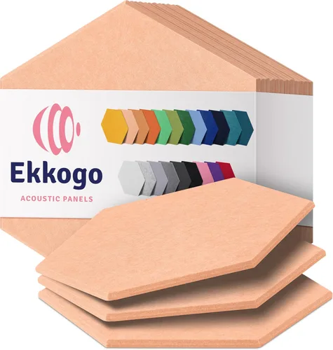 Vista 89 de Paneles acústicos de alta densidad para amortiguar sonidos, forma hexagonal, paquete de 12 unidades de 14" x 12.1" x 0.4", color turquesa océano