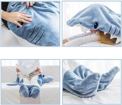 Vista 7 de inkArts Manta de Tiburón con Capucha y Mono para Adulto y Niño, Bolsa de Dormir de Tiburón Usable, Mono Cómodo y Suave para Disfraz