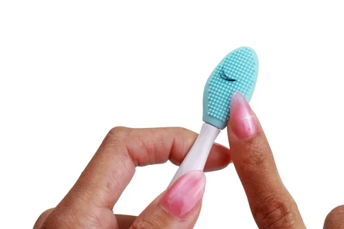 Vista 4 de Juego de 6 cepillos de párpados de silicona suave para párpados sensibles, preparación de extensiones de pestañas de limpieza profunda, exfoliante