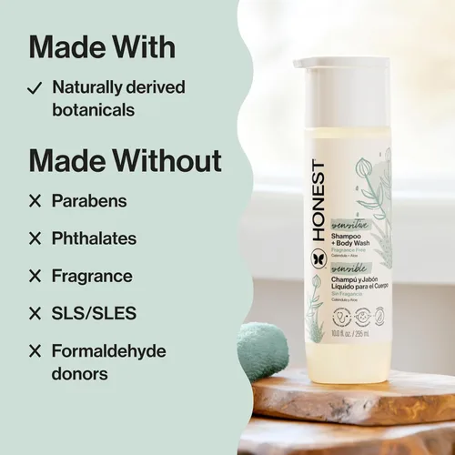 Vista 4 de Shampoo & jabón corporal Honest, Lavanda Dreamy súper calmante, 10 Onzas, 816645023966, Libre de fragancia, 1, 1