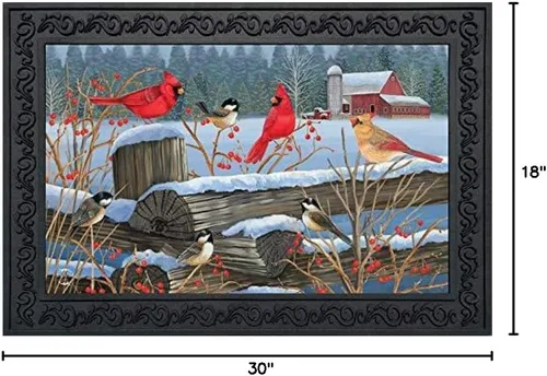 Vista 2 de Briarwood Lane - Felpudo de pájaros del invierno con cardenales