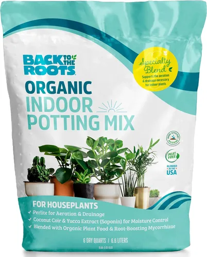 Vista 10 de Back to The Roots Mezcla 100% orgánica para macetas de interior (6 cuartos de galón), promueve el crecimiento saludable de las plantas