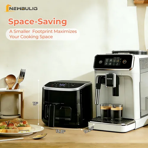 Vista 4 de NEWBULIG Freidora de aire, freidora de aire pequeña de 4 cuartos con ventana de fácil visión y luz interior, pantalla táctil digital con 8 ajustes
