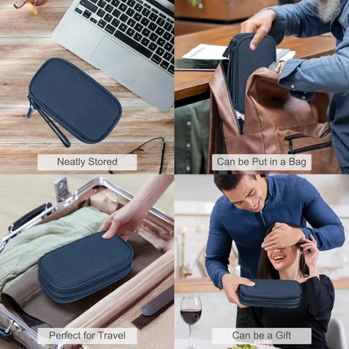 Vista 35 de FYY Organizador para accesorios electrónicos, para viajes, para cables, celular y cargadores, estuche portátil, impermeable, doble capa, bolsa