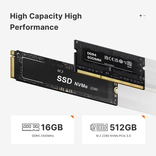 Vista 3 de BOSGAME E4 Mini PC, Mini Computadoras con AMD Ryzen 5 3550H, 16GB DDR4 512GB PCIe SSD, Dual RJ45, Triple Pantalla 4K, USB-C, USB 3.2, Wi-Fi 5/BT