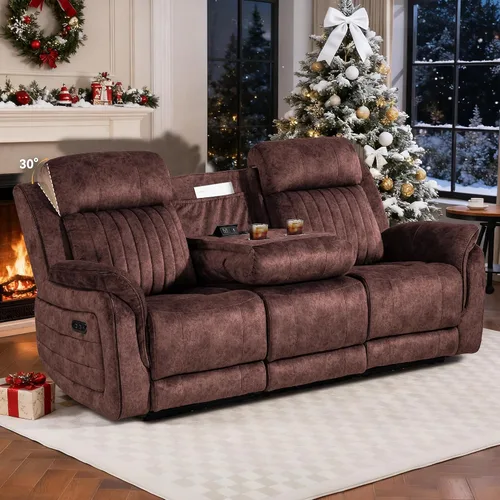 Vista 14 de Sofá biplaza reclinable eléctrico Zero Gravity con reposacabezas ajustables, sillón reclinable eléctrico con consola, sofá reclinable eléctrico de 2